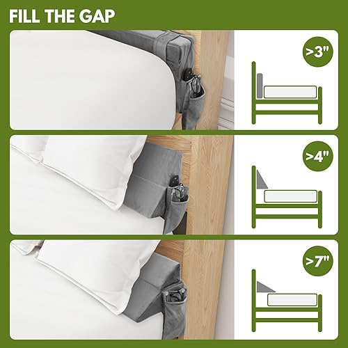 Miniatura 3 de Almohada de cuña para cama King, almohada de cabecero, relleno de espacio de cama ajustable y relleno de espacio para colchón (0-7 pulgadas),