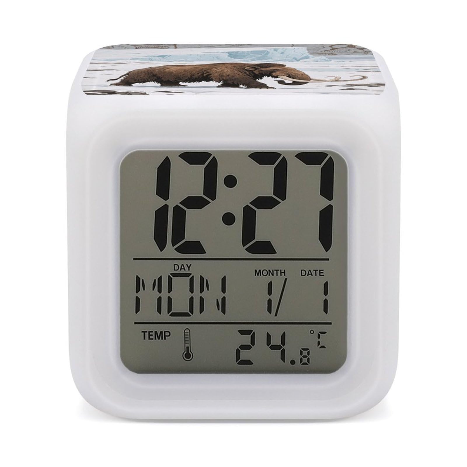 VstaDank Mammoth Alarm Clock Sleep Trainer 7 Color Changing Night Light Modern Touch Bedside Lamp Fashion Digital Clock with Temperature Display Wake Clocks for Loud Alarm