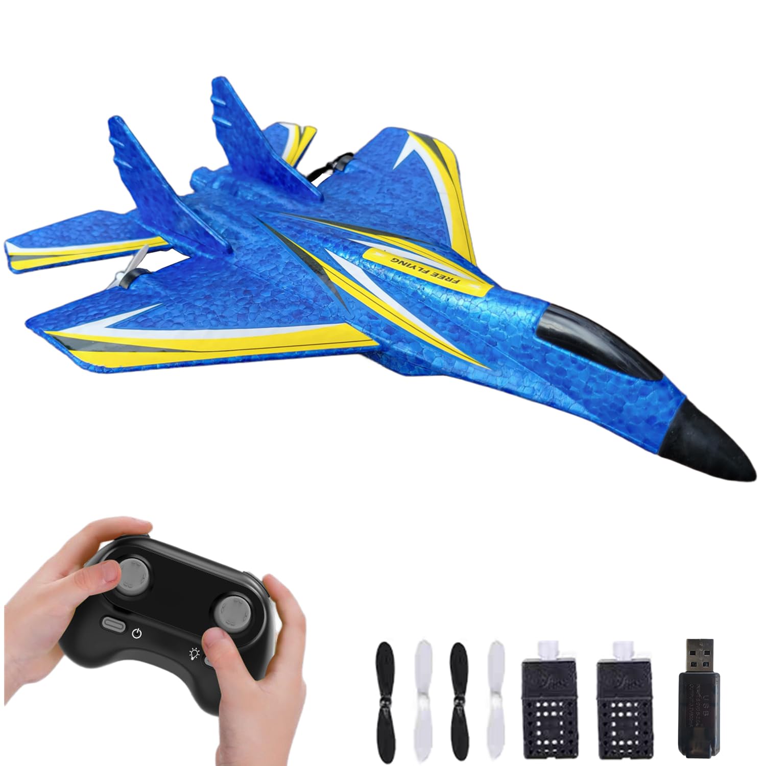 Remote Control Airplane, 2 CH RC Plane Ready to Fly, 2.4Ghz RC Jet with Built in 6-Axis Gyro, Easy to Fly RC Plane for Kids Boys Adults Beginner - Black