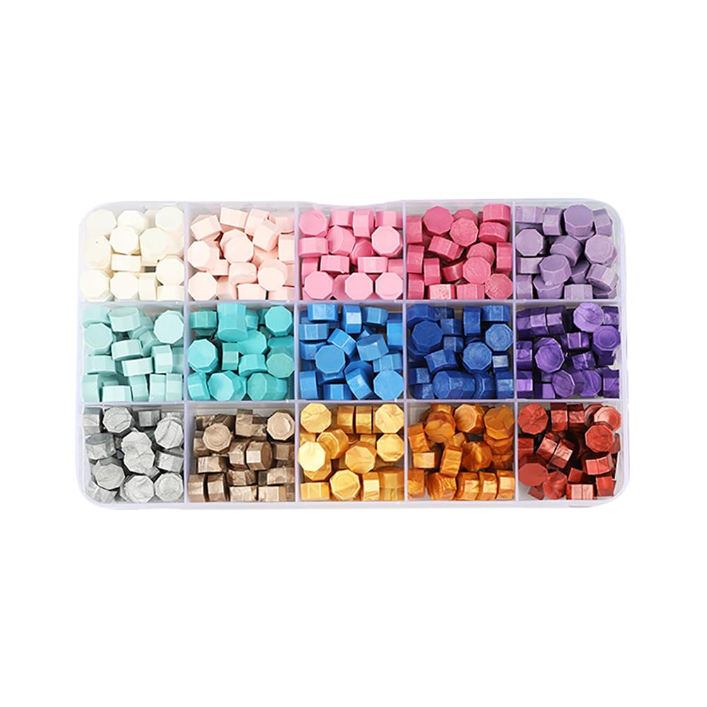 JIHUOO 380 Pcs Colorful Sealing Wax Beads Pellets 15 Colors Wax Seal Beads Wedding Invitation Wax Stamp Seal for Wax Stamp
