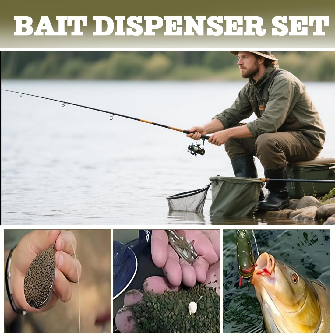Set Di Strumenti Per Pesca Alla Carpa, 4 Pezzi Set Di Alimentatori In Linea Di Pesca, Mangiatoie Da Pesc In Linea, 15/20/25/35g, Plastica, Colore Verde