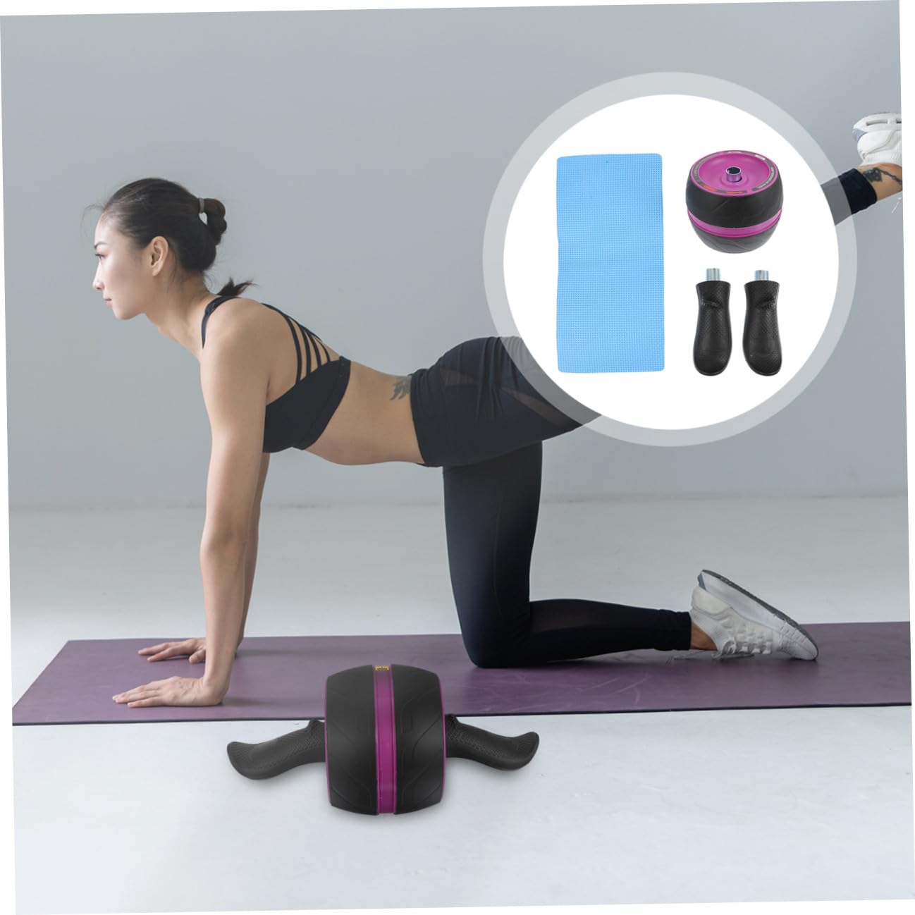 Attrezzature Per Esercizi Tirare Su Le Maniglie Ruota Addominale Ruota Addominale Ruota Del Ab Ruota Del Fitness Rulli Allenamento Addominali Grey