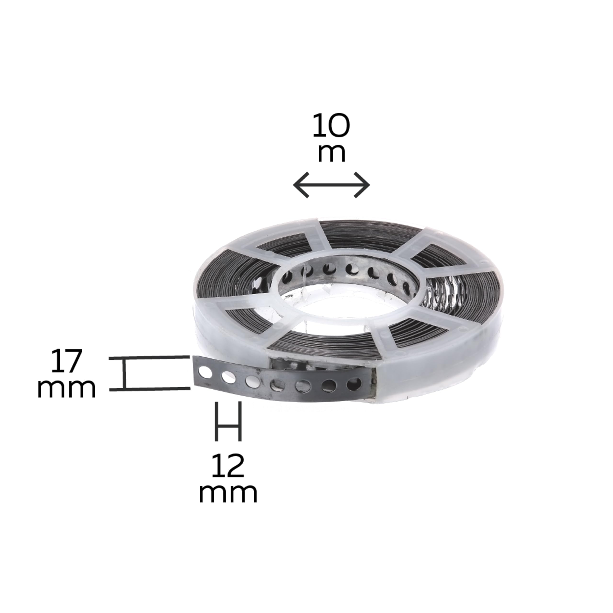 Alberts 851910 Bande multi-trous | avec ou sans bobine | acier inoxydable | largeur 17 mm | longueur 10 m | kit de 5