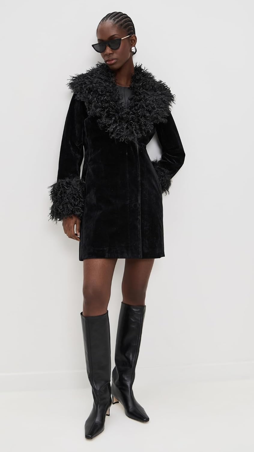 Avec Les Filles Women's Faux Fur Trimmed Tailored Coat