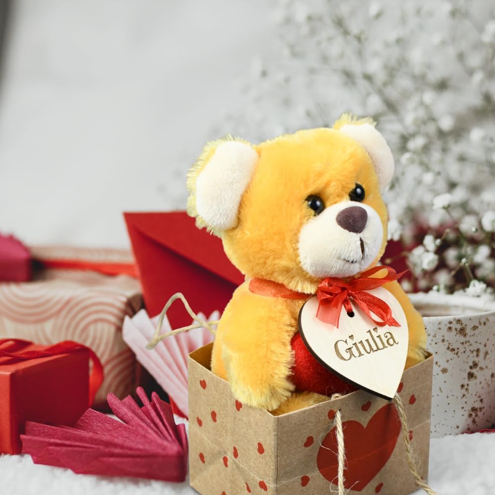 Peluche San Valentino - Orsetto personalizzato con nome e dedica - Pupazzo I Love You - Idea Regalo per lei e per lui