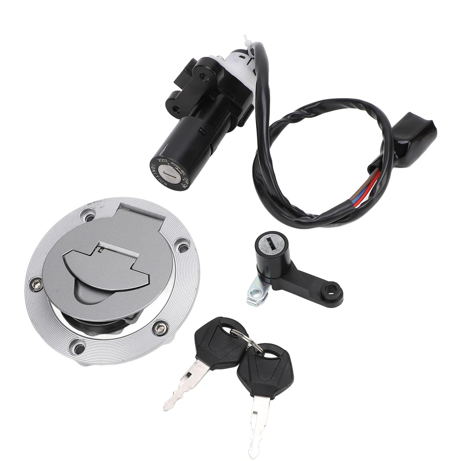Cerradura del Interruptor de Encendido con Juego de Llaves, Kit de Bloqueo del Interruptor de Encendido Tapa del Tanque de Combustible Cerradura de Seguridad del Casco Aleación