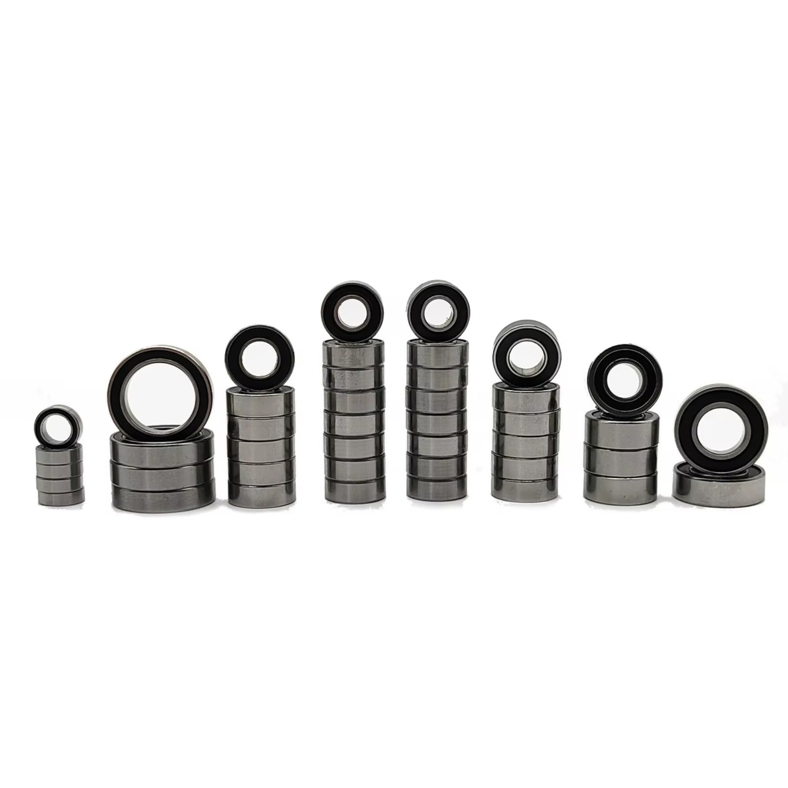 Rodamientos Bolas RC para Traxxas para Summit para Carreras 1/10 43 Piezas Rodamiento Bolas Métrico Acero Cromado 2RS Sellado De Caucho Negro con Ranura Coche RC Crawler