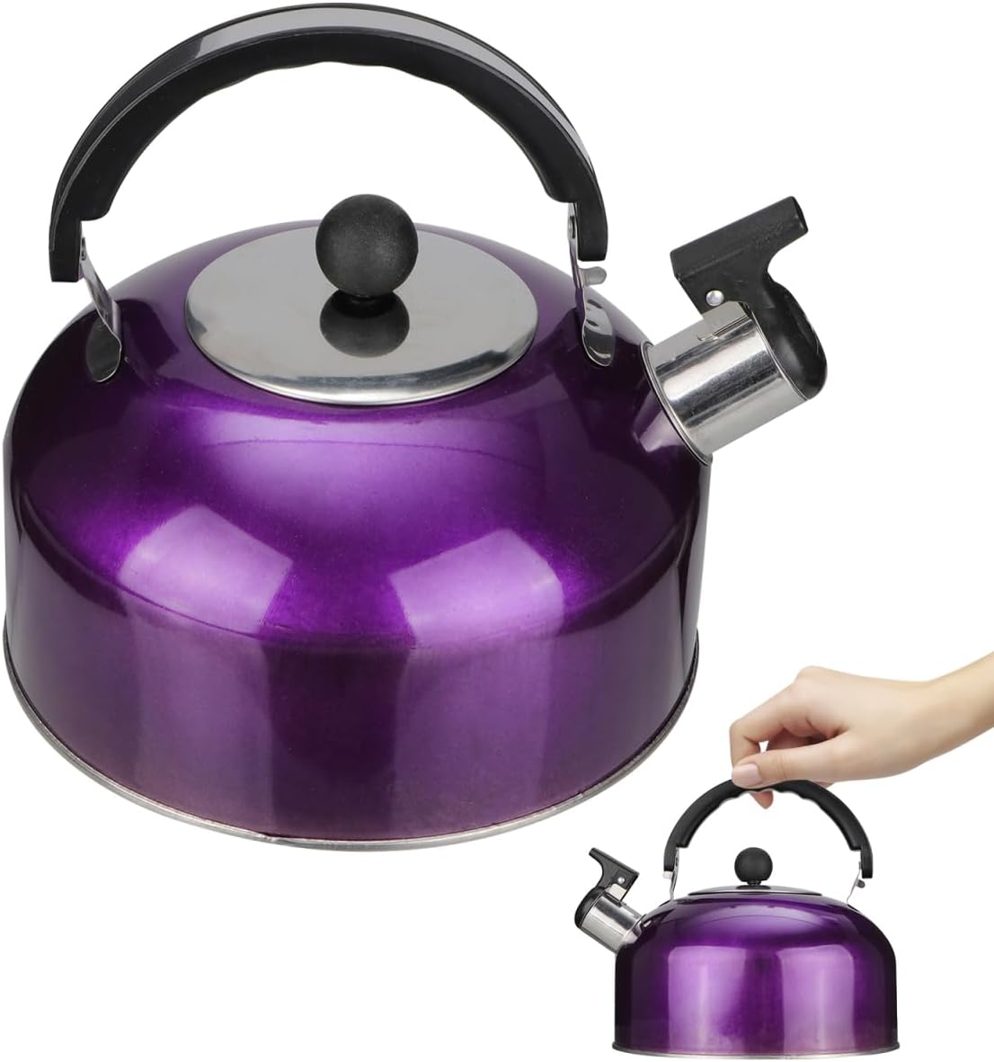 Alipis Heat Resistant Small Tea Kettle 2l Whistling Pitcher Stovetop Water Pot Purple Style
