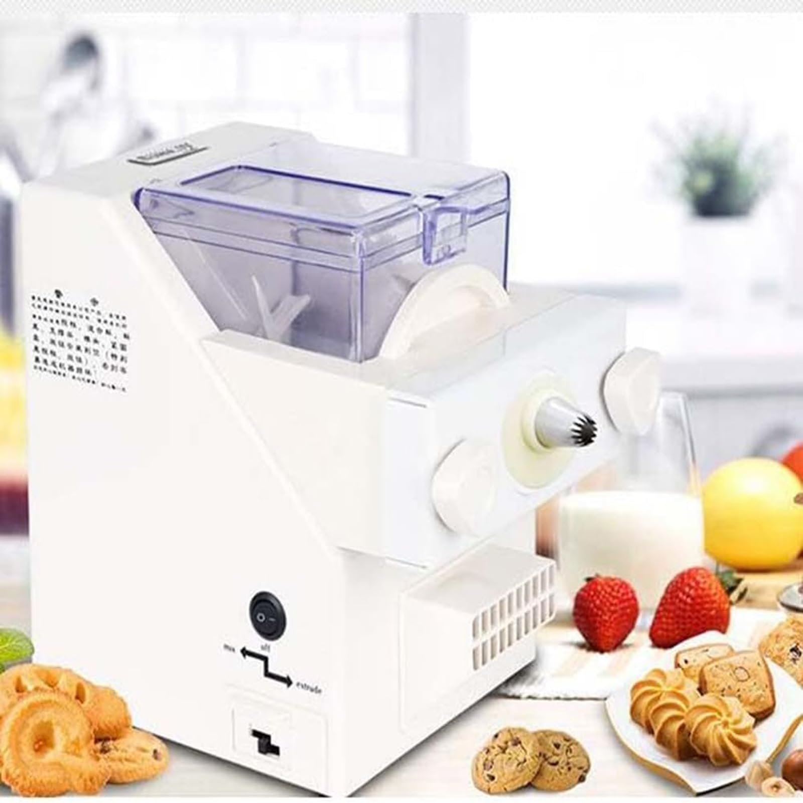 Macchina per fare biscotti, 180 W, multifunzione, con 8 ugelli intercambiabili, ideale per pasticceria e pasticceria domestica, velocità 50-60 giri/min