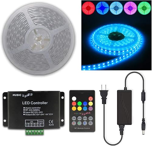 Tira de luz LED flexible con control de música y fuente de alimentación (25)