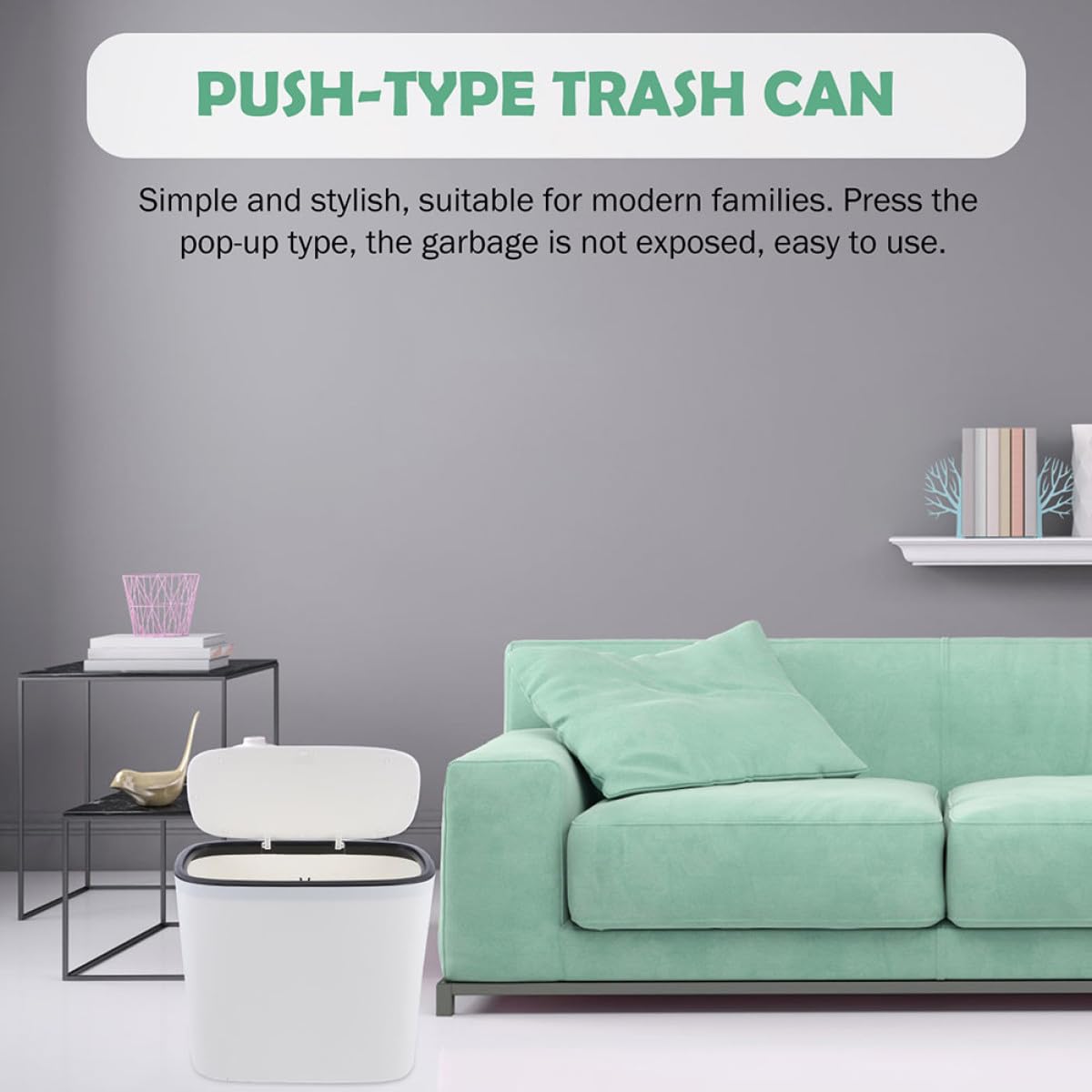 Healvian Cubo de Basura Tapa de Plástico Blanco de 10l para Baño y Dormitorio Control de Olores y Diseño Simple y Versátil