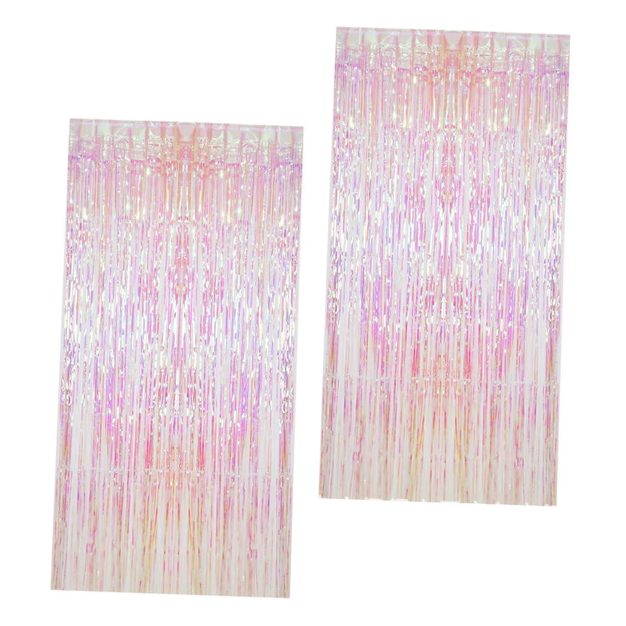 DECHOUS 2 Sets Party Backdrop Rain Curtains Pink Streamers Backdrop for Happy Birthday