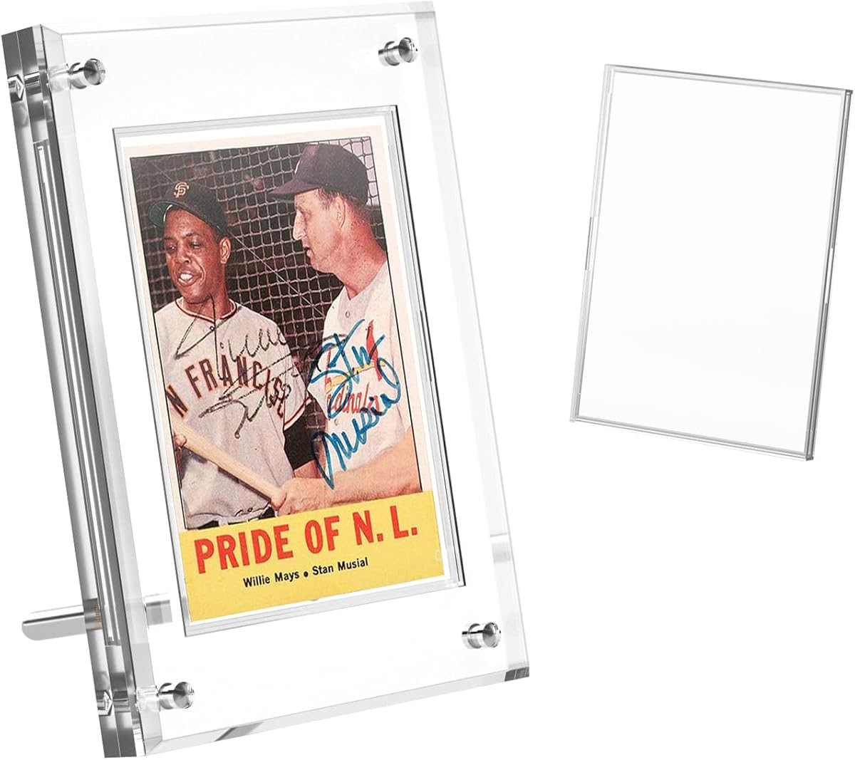 Acrylic Trading Card Display Frame Magnetic Card Holder Case with Stand & Inner Sleeve 35PT，UV Protection Frame for Pokemon, Sports, Baseball, Football,Hockey TCG MTG Yugioh Comic Cards (Clear, 1-Slot)