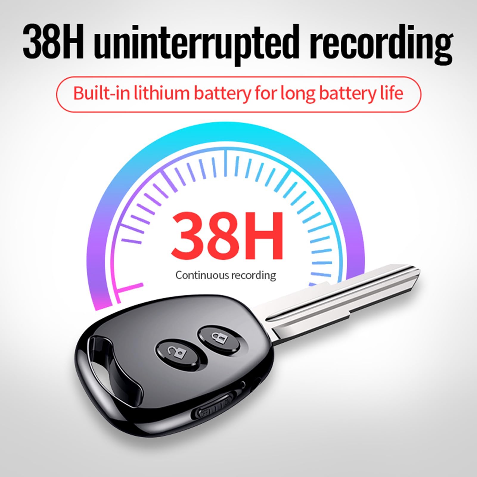 Grabadora de Voz M1 con Forma de Tecla, Grabación y Reproducción Activada por Voz, Reproductor MP3 con Cancelación de Ruido, Grabadora de Audio con Auriculares para Clases de (8GB)