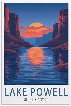 KarFri Lake Powell Glen Canyon Vintage Travel Poster 08x12inch20x30cm Canvas Art Prints Picture Wall Art Painting for Living Room Bedroom Office Decor, Unframe-style
