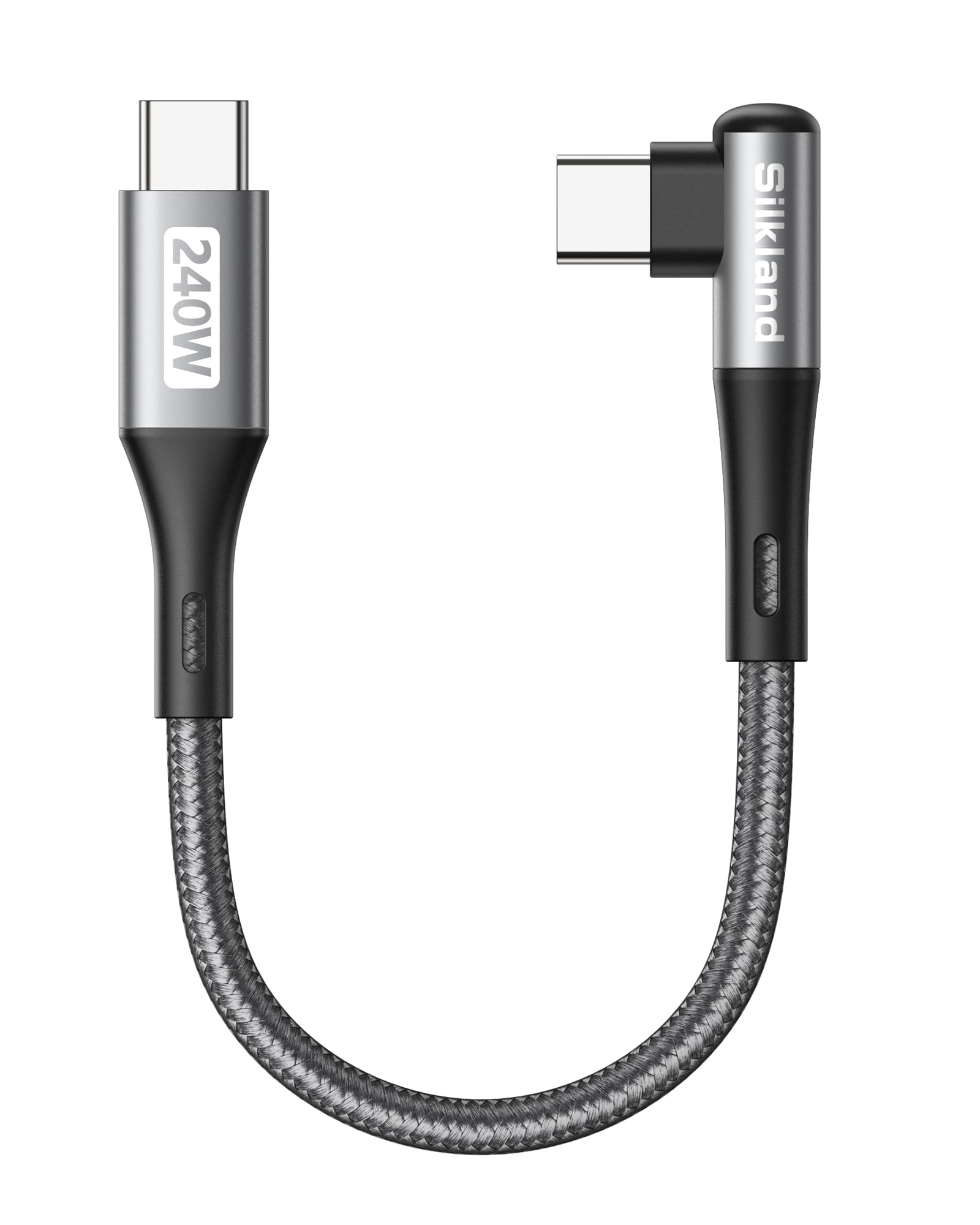 Silkland USB C auf USB C Kabel Kurz 15CM Winkel 240W 48V/5A, PD3.1&QC4.0+ Ladekabel 90 Grad 0,15M für iPhone 17 16 15/Pro Max, Samsung S25 Ultra S24 S23 S22 S21, MacBook Pro/Air, iPad Pro/Mini, Pixel