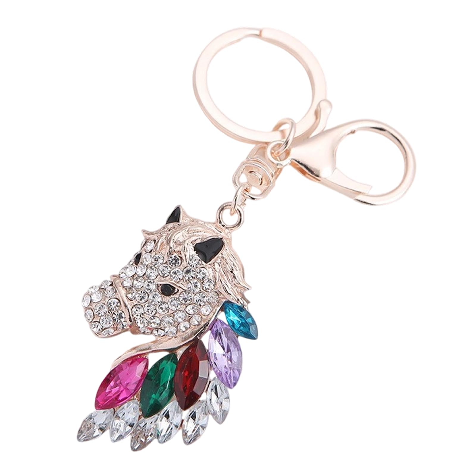 OSNIYAW Metal Keyring with Sparkling Crystals Rhinestones Horse Charm for Keys Bags Multifunctional Everyday Use Crystals Keychain