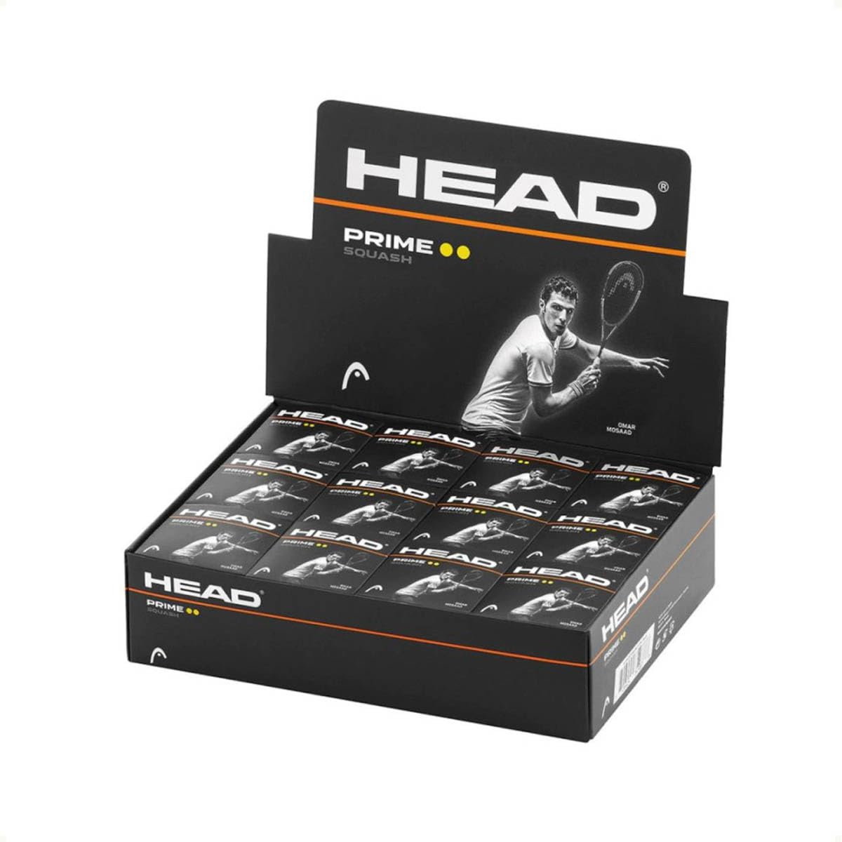 Head Tournament Squash Ball Yellow Dot, nero
