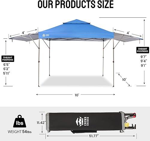 Miniatura 7 de CROWN SHADES Tienda de campaña desplegable de 10 x 10 pulgadas, con bloqueo central, toldo comercial instantáneo con tela revestida de plata 150D,