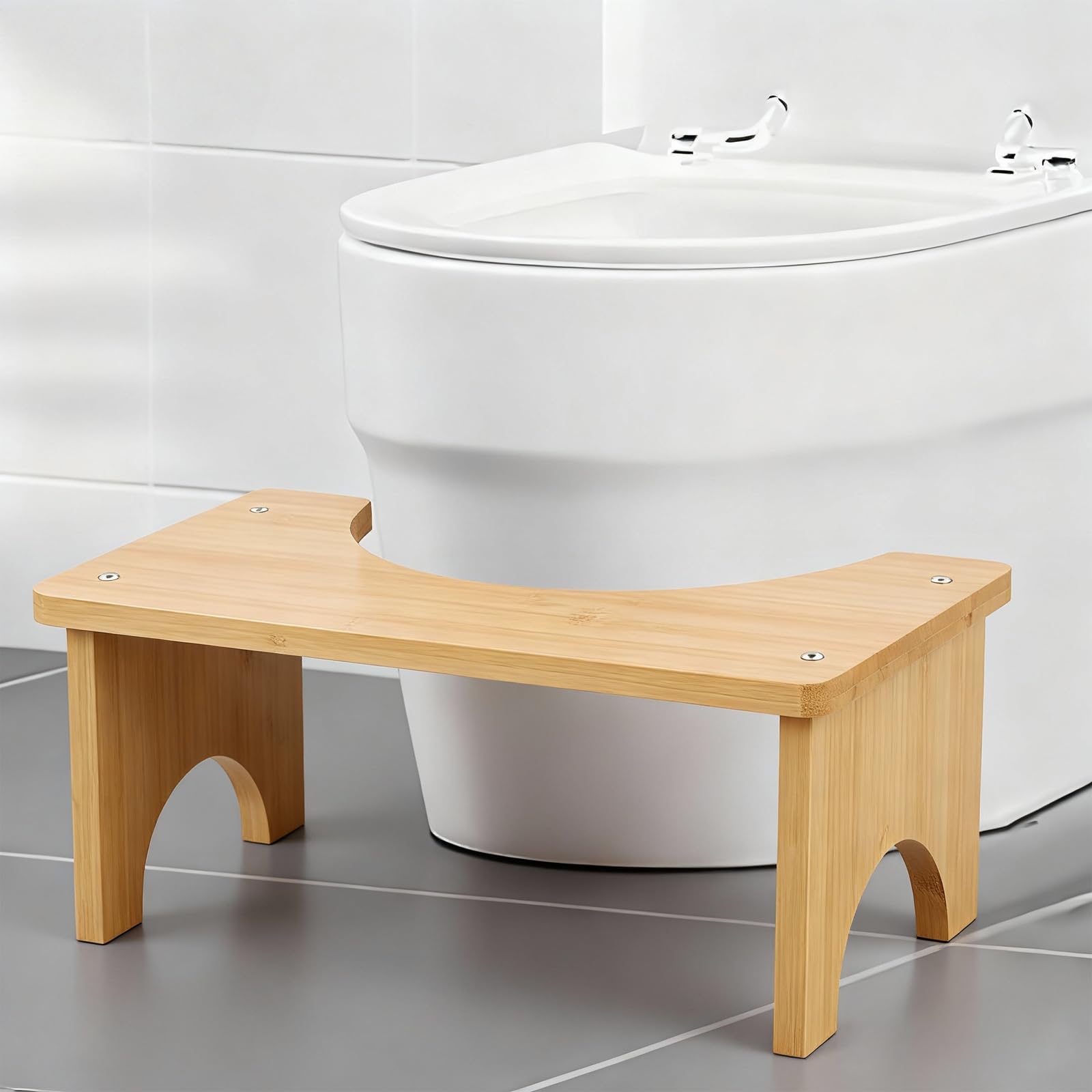 Sgabello da toilette in legno di bambù, sgabello da toilette per adulti e bambini, vaso accovacciato con capacità di carico di 300 kg, pedana per migliorare le selle per la famiglia