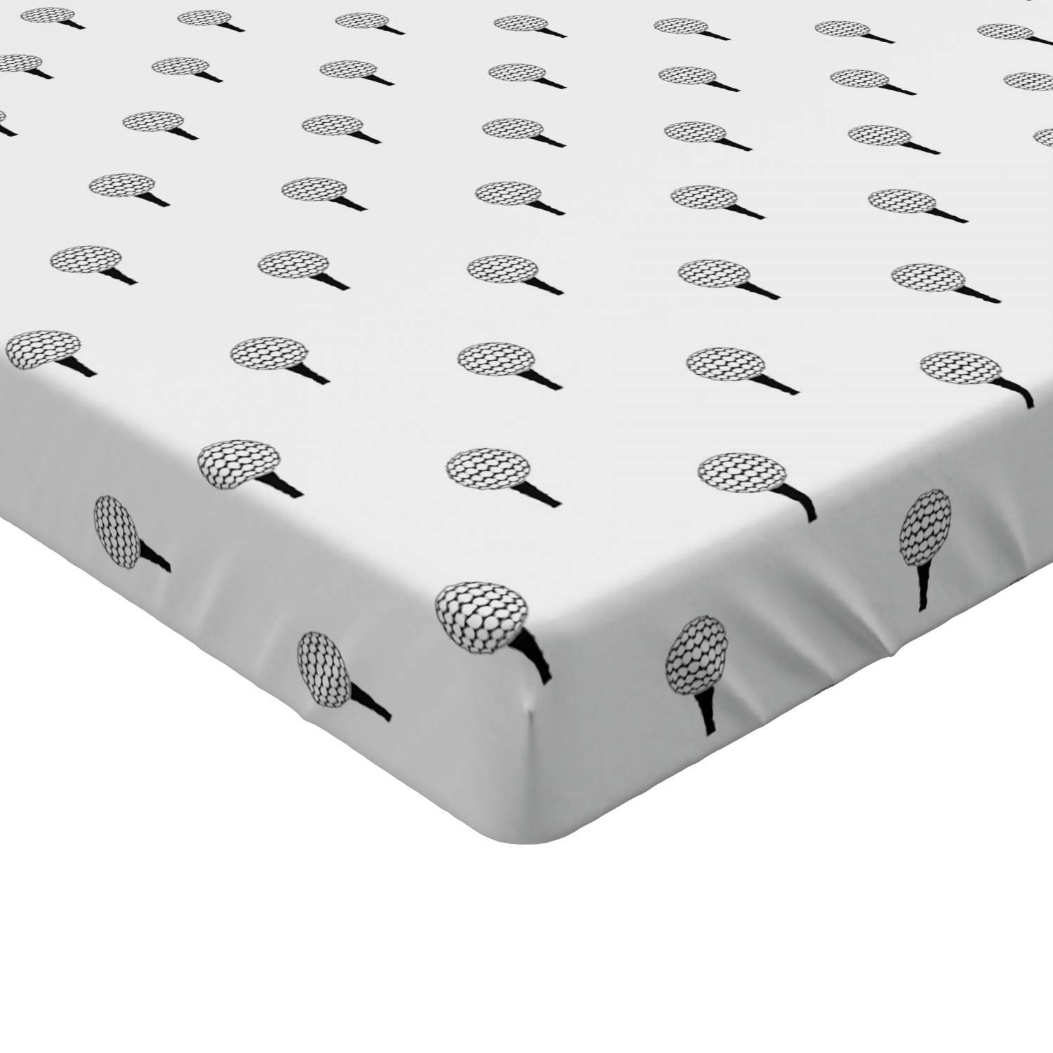 Ambesonne Golf Fitted Sheet, Ball Ready Pattern Modern Game Hobby Player Entertainment Illustration, Bed Cover with All-Round Elastic Deep Pocket for Comfort, Twin XL Size, Charcoal Grey White