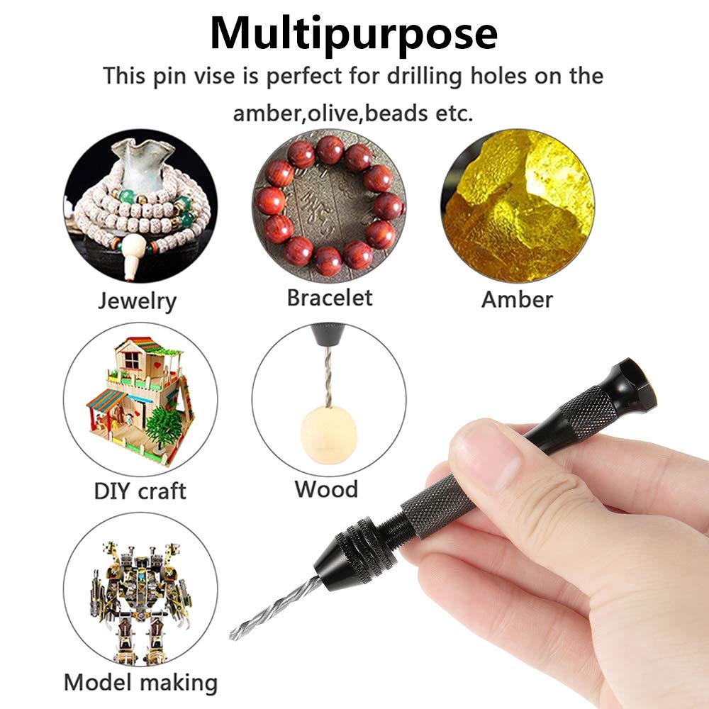 Lot De 57 Forets à Main, étau à Broches, Outils Rotatifs Manuels, 46 Mini Micro-forets Hélicoïdaux Et 10 Forets PCB Pour Résine, Argile Polymère, Artisanat, Fabrication De Bijoux, Fabrication De