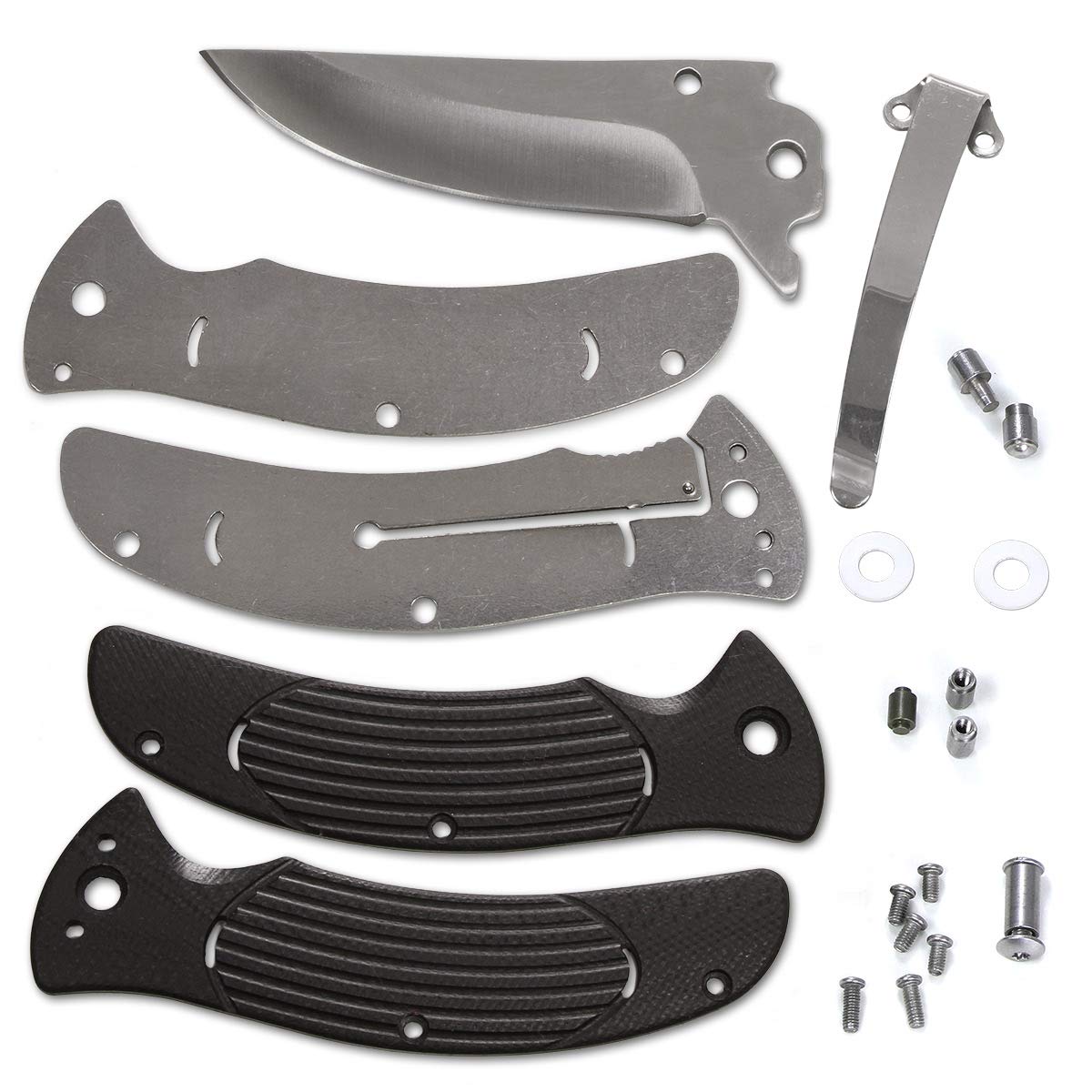 USA Knifemaker SupplyKMS Liner Lock K1258 Flipper Knife Kit - 440C Satin Blade Finish - Black G10 Scales
