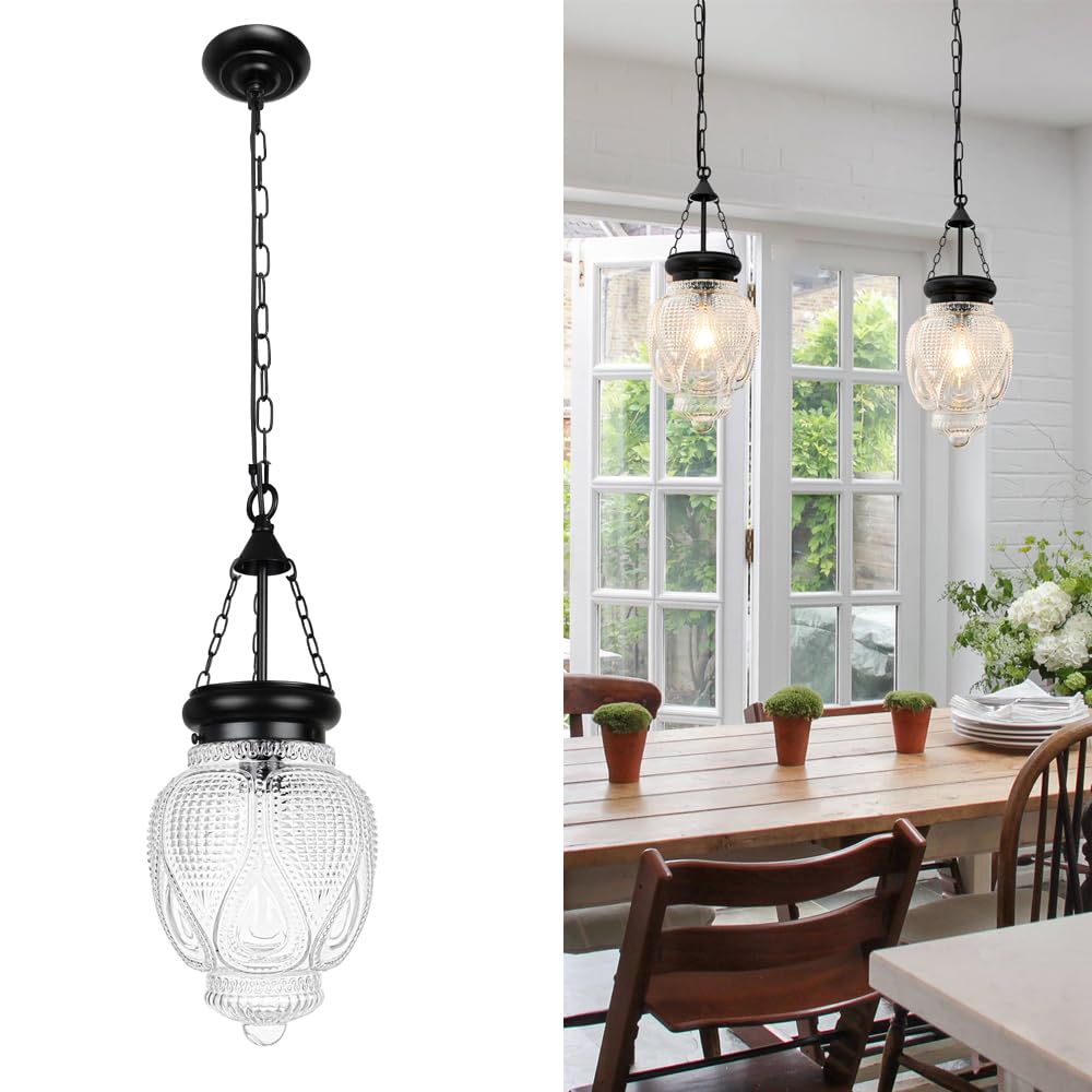Black Pendant Lights Kitchen Island, Glass Vintage Kitchen Island Lighting,