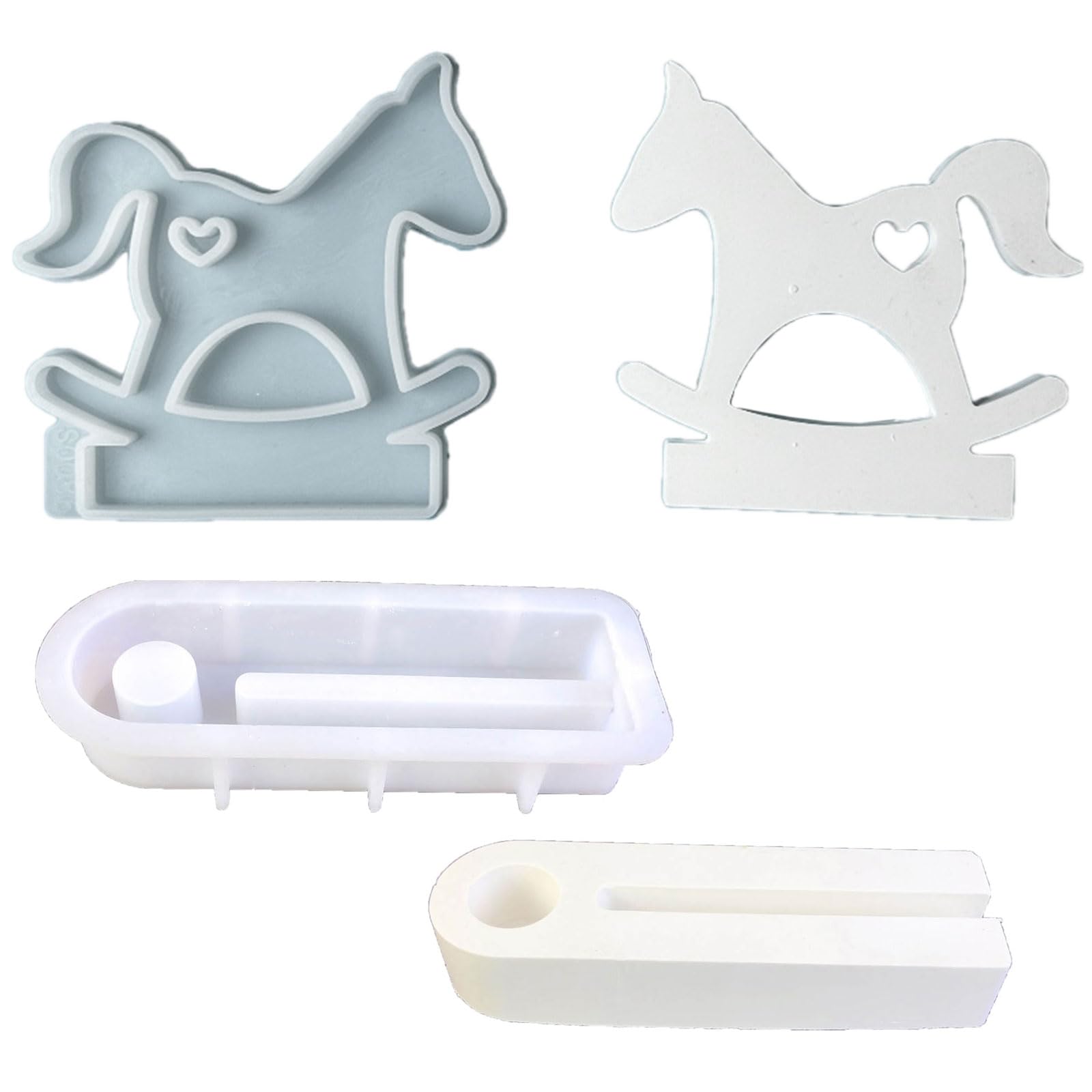 Yhplxyuus Silicone Horse Candlesticks Resins Molds Concrete Castings Hearts Horse Holder Silicone Molds Hearts Holder Resins Plasters Candlesticks