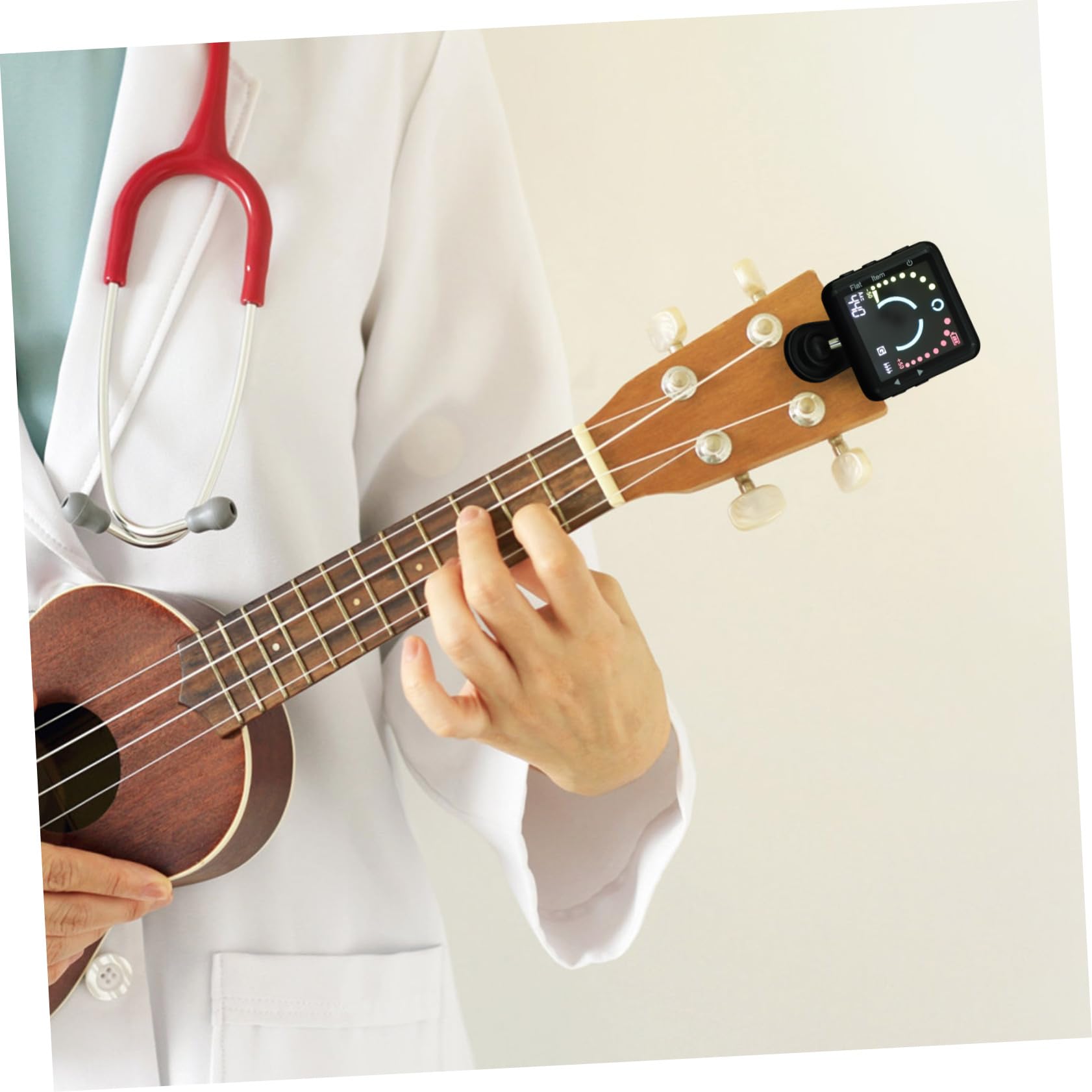 Afinador de Guitarra Clásica Recargable Clip Negro Abs | Sonido Claro y Estable, Diseño Ligero, Sintonizador de Clips para Banjo y Ukelele