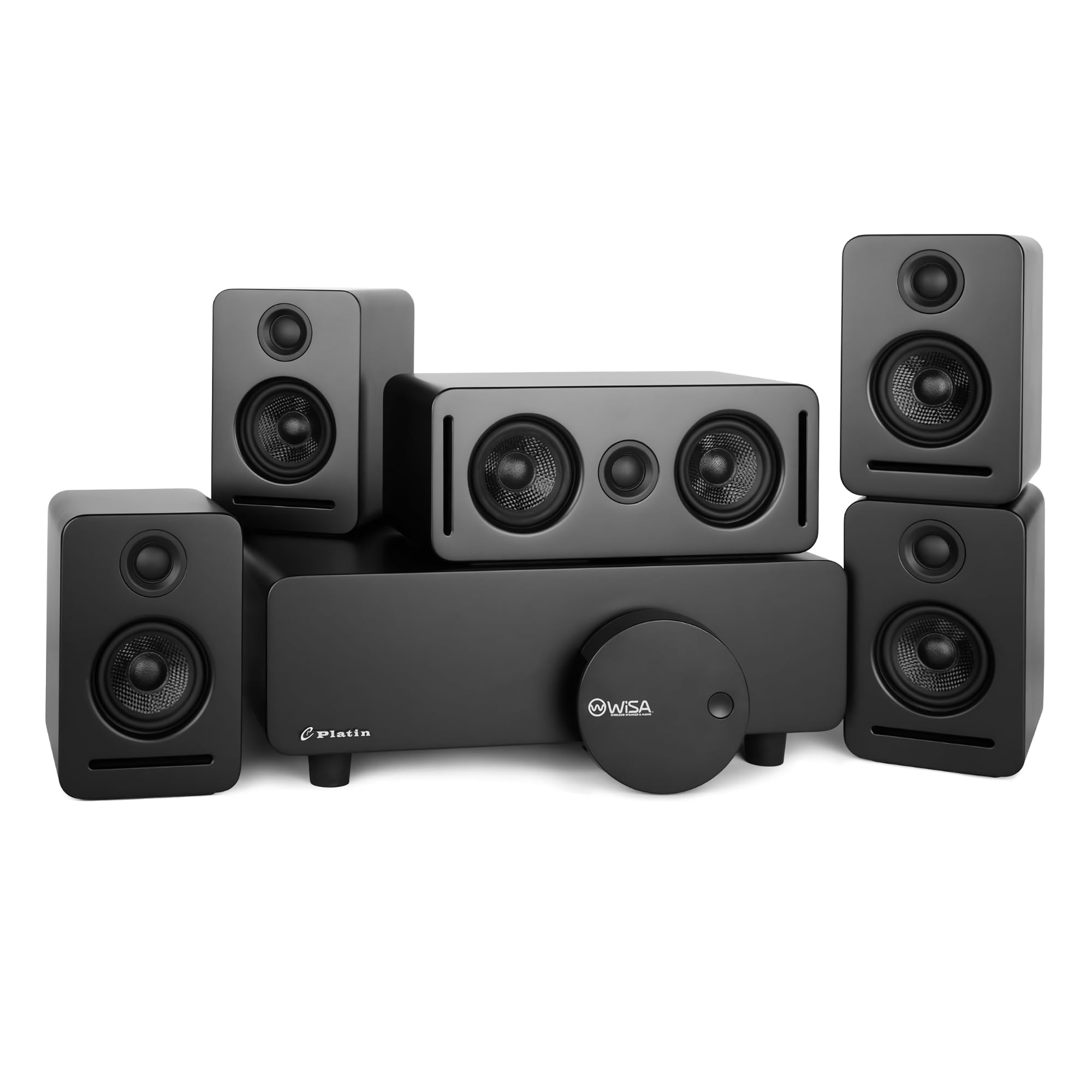 Système audio 5.1 sans fil avec Dolby Atmos – Système audio home cinéma Monaco, système de son surround WiSA, accordé THX, audio 24 bits, pour TV et Xbox, noir