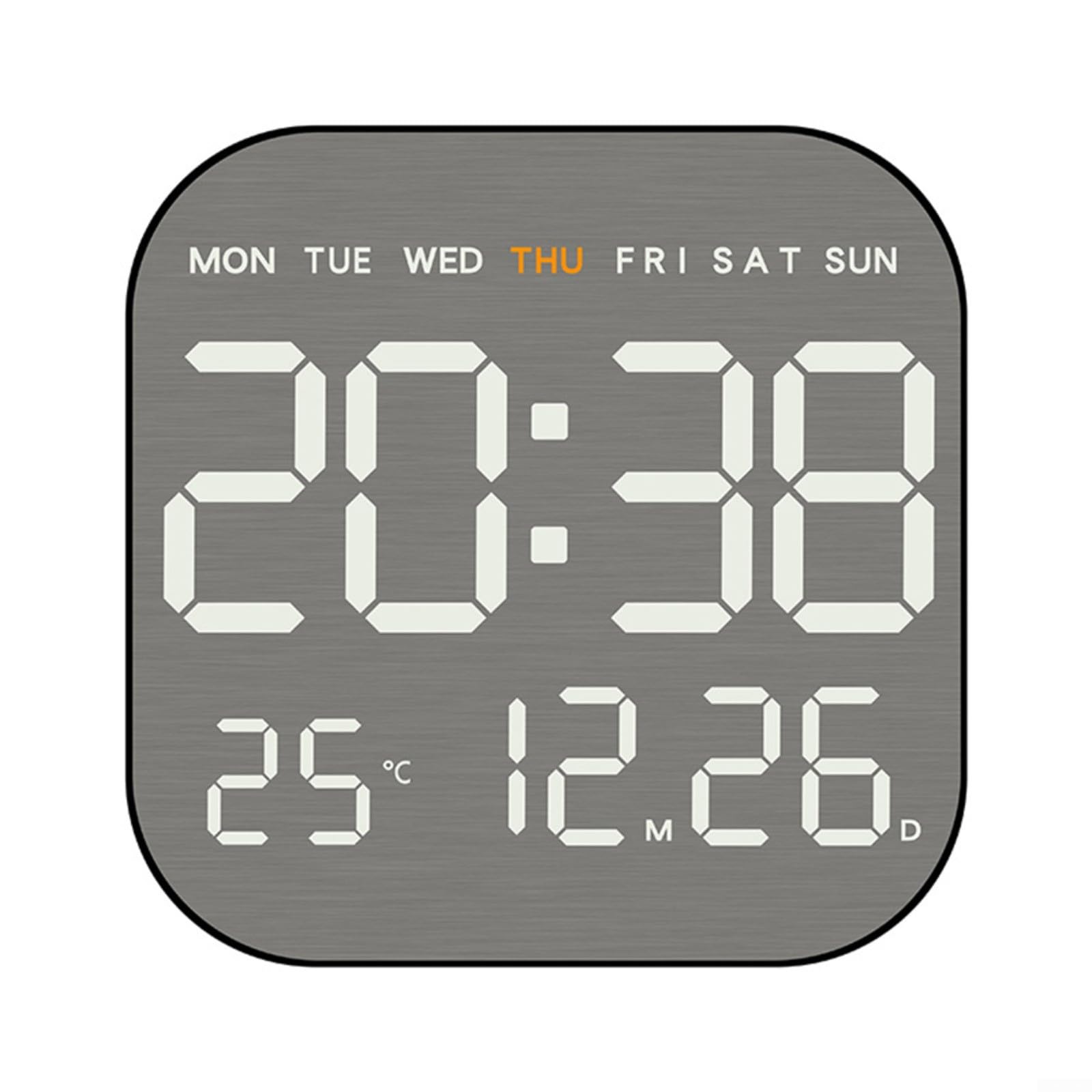 Horloge murale LED thermomètre hygromètre réveil électronique noir format 12/24h