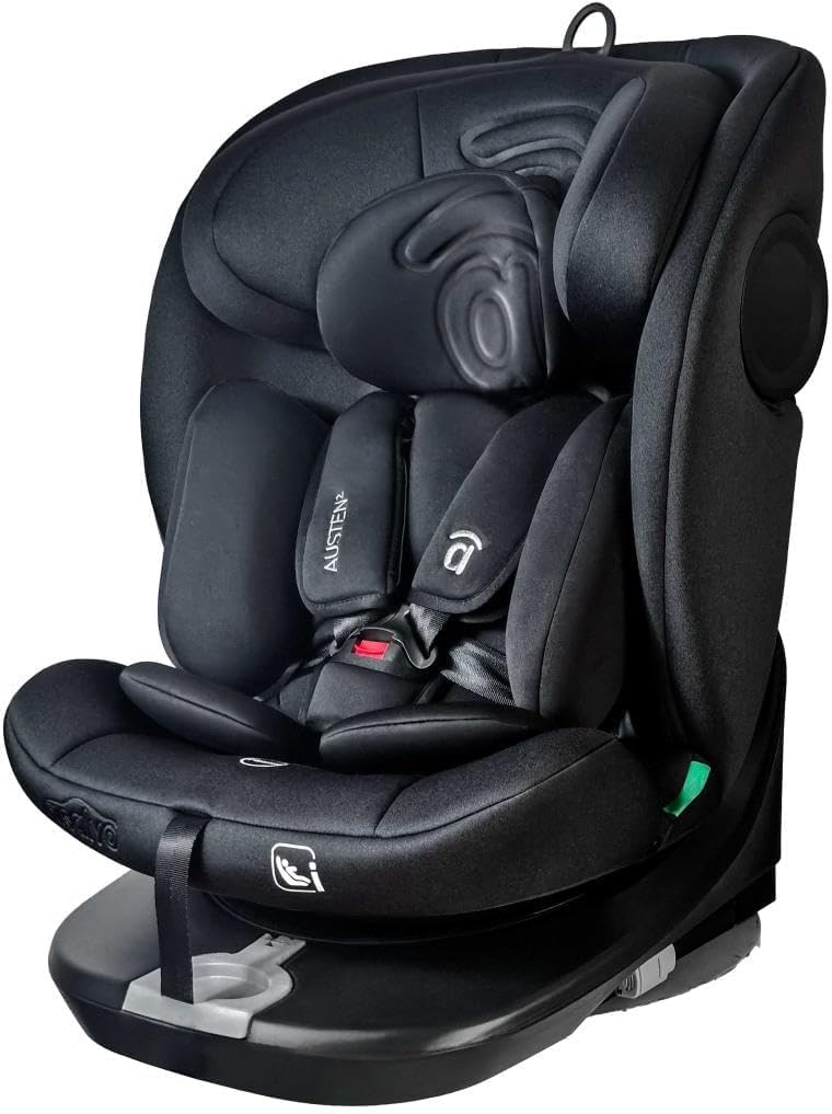 Asalvo AUSTEN 2 Silla de coche con isofix 40-150 cm, Edad: desde el nacimiento hasta los 12 años –I-size, Acontramarcha hasta los 105 cm, 4 años aprox, Negro