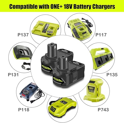 Miniatura 5 de Atcuji Batería de 18 V para herramientas inalámbricas Ryobi de 18 voltios, 2 unidades de capacidad de batería de 18 V de salida 6.0Ah