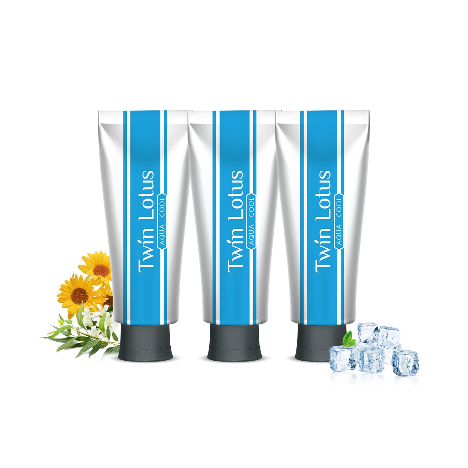 Twin Lotus Herbal Aqua Cool Toothpaste,Fluoride Free,no Saccharin,no Triclosan,Clean Mint Toothpaste for Bad Breath and Botanique Whitening,for Sensitive Teeth Relief,3.52oz 3 Pks