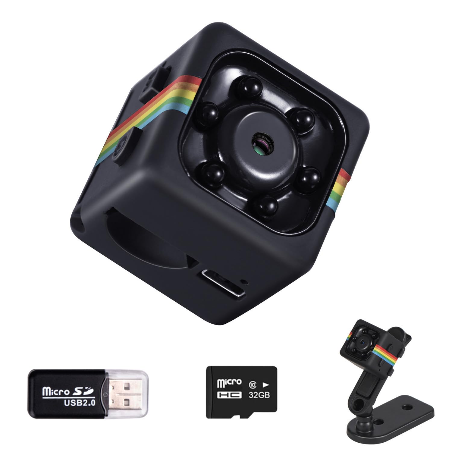 Photo 1 of Veralyxa Spy Camera, No WiFi Security Camera with 32GB TF Card, 1080P FHD Mini Cameras with 360° Rotation Bracket, Small Cameras for Home/Indoor/Outdoor Security(Black)