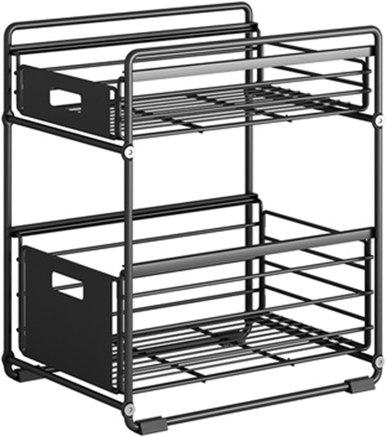 Under Sink Organizers Stackable 2-Tier Kitchen Cabinet Organizer Under Sink Organizer Rack with Sliding Storage Basket Drawers Increase Storage Space (Color : White Size : 27.5x35x43cm)