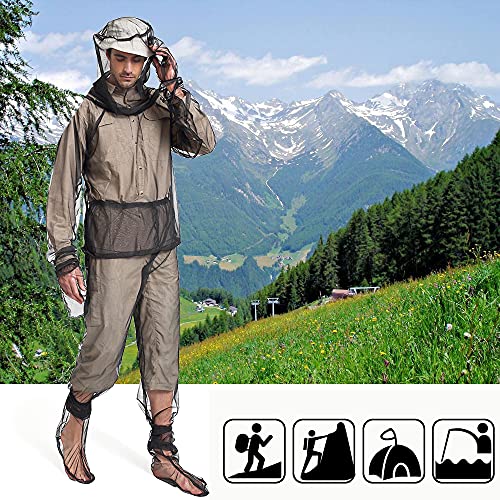 4 Pieces Mosquito Net Suit – Jacket Hood & Pants & Mitts & Socks Sets, Light-Weight & Breathable Mesh Clothing (Small/Medium(1 Pack)) - Image 4
