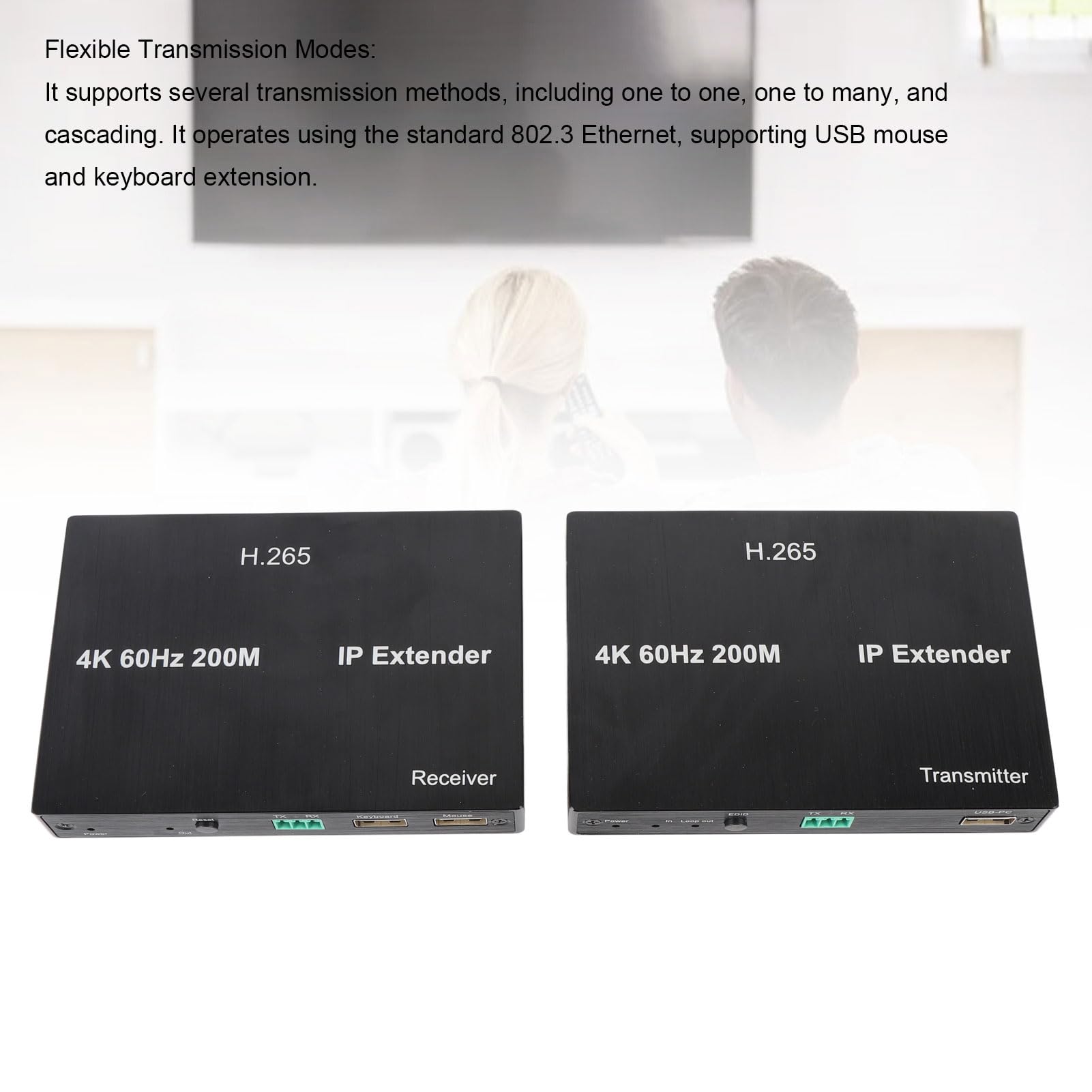 GOWENIC Adaptador USB2.0 KVM Ethernet 4K Plug and Play (Enchufe de la UE)