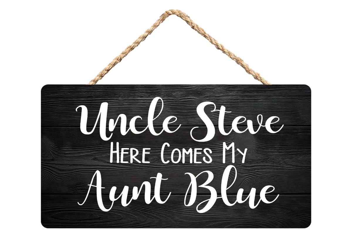 Uncle Here Comes My Aunt Wooden Sign Wall Art - Home Wedding Family Decor 12X6 Inch