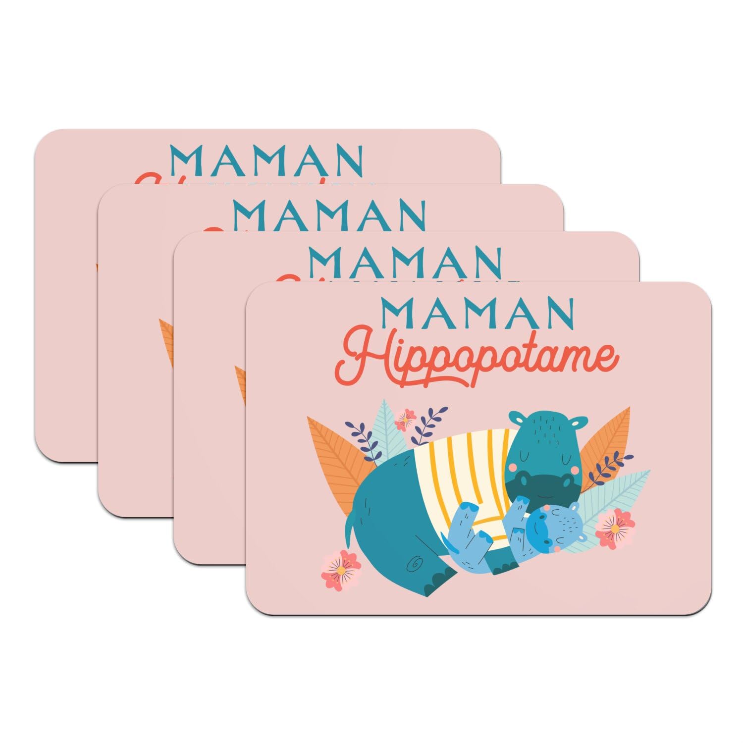 Sets de table rose hippopotame pour éviter les taches et les assiettes qui glissent