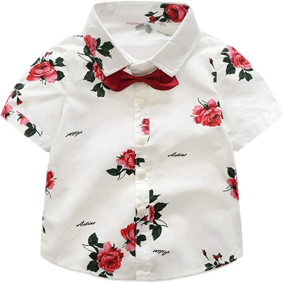 CIYCUIT Toddler Baby Boys Summer Print Shirt Outfits Clothes Short Sleeve Button Down Tops + Shorts Set - Image 3