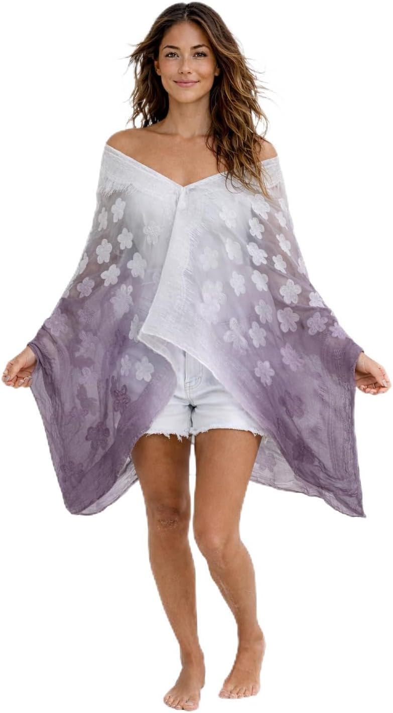 Ombre Shawl Wedding Wrap Evening Wear Sheer Stole Poncho Scarf