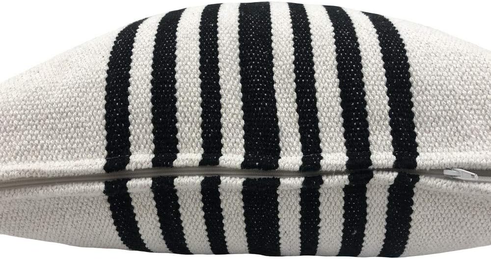 LR Home Cover and Polyfill Insert Included Throw Pillow, 22" x 22", White/Black