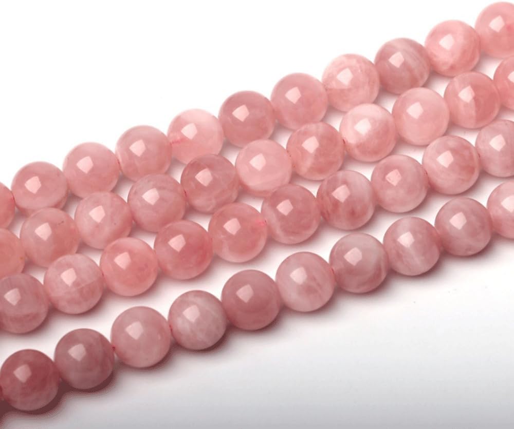 Natural Stone Beads Madagascar Pink Crystal Round Loose Beads for Jewelry Making DIY Bracelet Necklace (12mm)