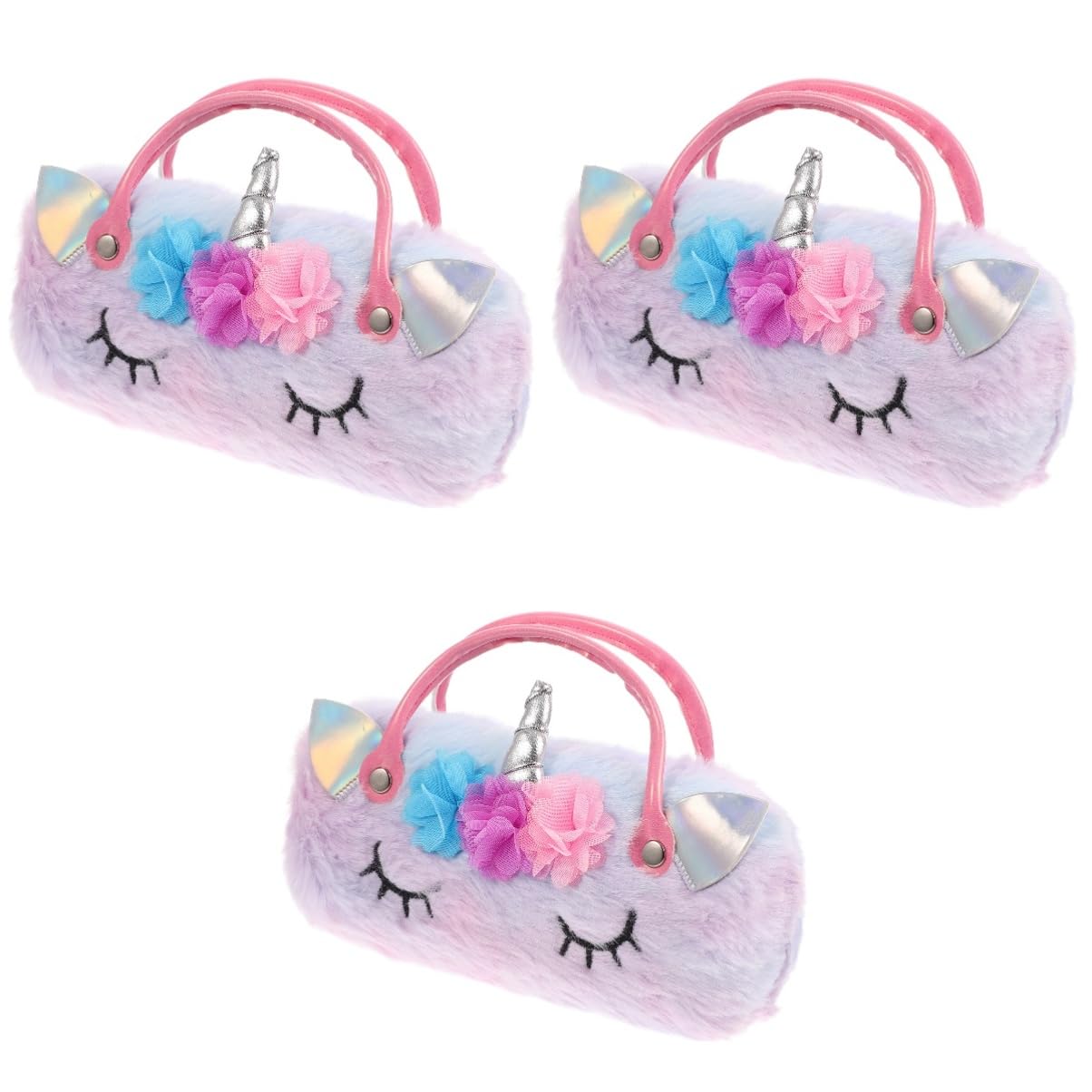 3pezzi Custodia Per Forma Di Unicorno Peluche Portatile e Resistente Per Ragazzo Ragazza Astuccio Per Sole e Maneggevole e Facile Da Aprire Per Ragazze