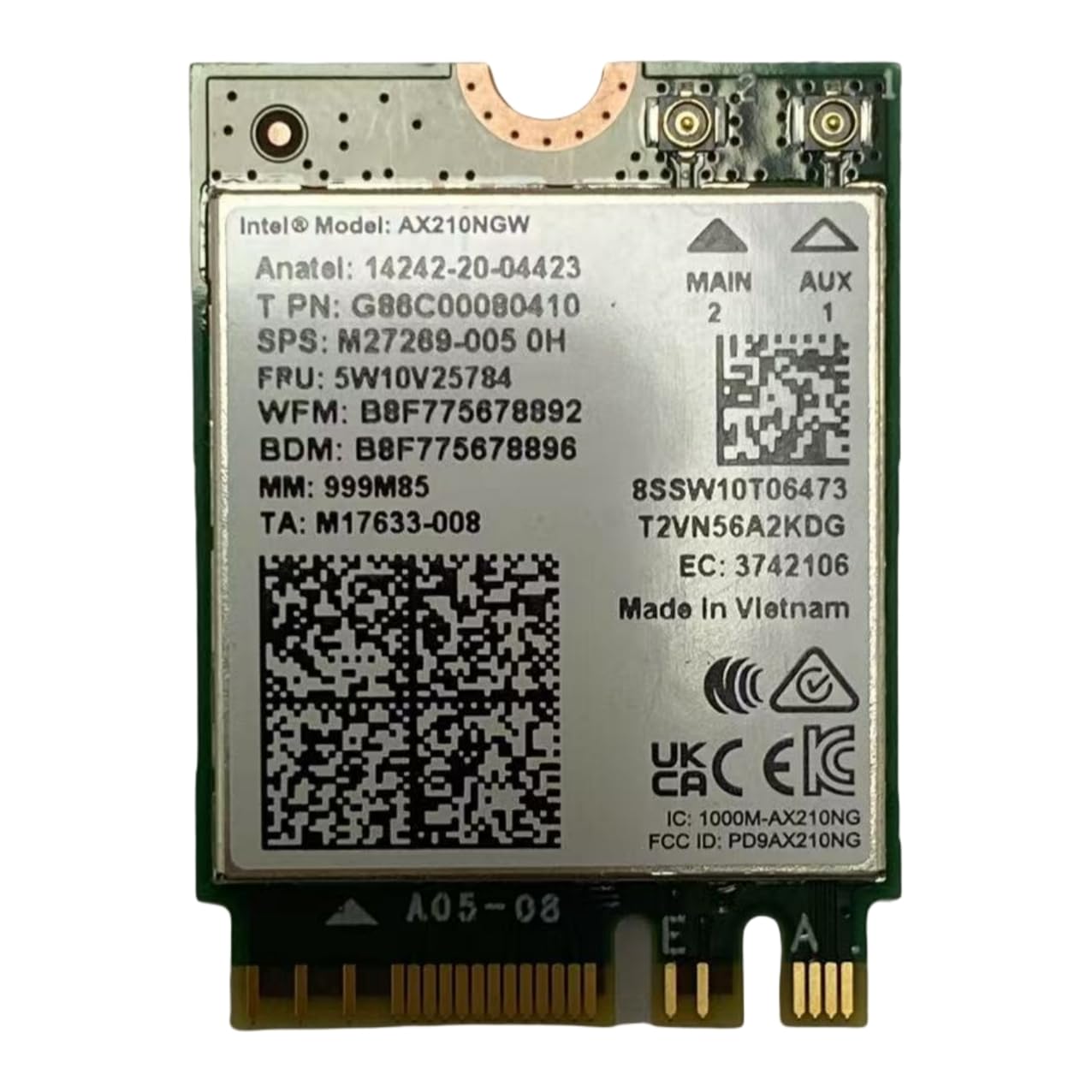 per Intel AX210 NGW Bluetooth 5.3 WiFi 6E Scheda Wireless Tri-Band 5400Mbps Adattatore di rete Laptop Supporto Windows 10/11 (64bit) M.2/NGFF