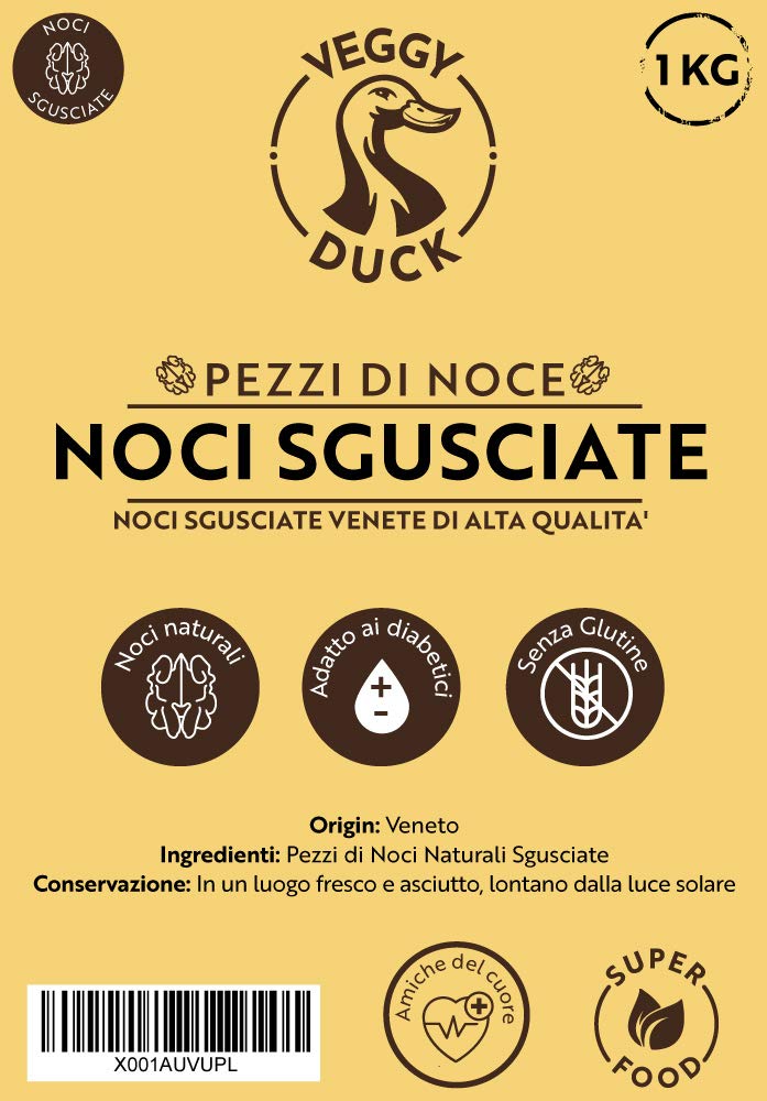 Veggy Duck - Nueces Naturales Sin Cascara (1Kg) - Origen Italia | Sin Sal