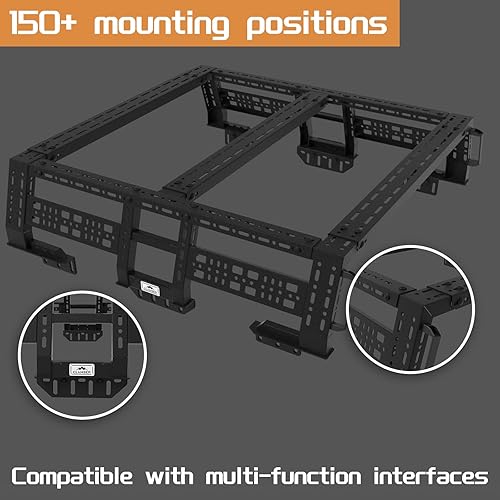 Miniatura 2 de CLAMBER Overland Estante de cama para camioneta de tamaño mediano consin rieles de cama, ancho ajustable compatible con Tacoma, Gladiator, Ranger,