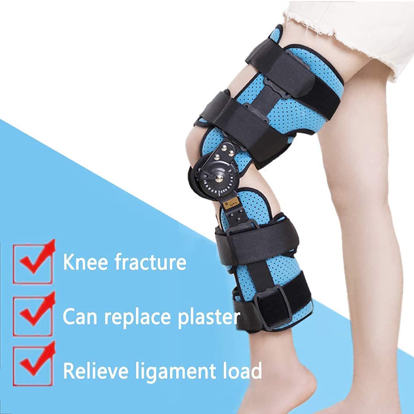 Inmovilizador de órtesis de rodilla, rodillera con bisagras, inmovilizador de órtesis de soporte de rodilla postoperatorio ajustable, fijador de tobillo para artritis, menisco, lesión del ligamento